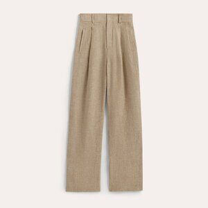 Everlane Linen Way-High Drape Pant in Khaki Chambray, Size 8, Denim/Linen